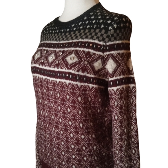 Abercrombie & Fitch Fair Isle Bling Chest Wool Blend Sweater Size Small - Picture 5 of 8